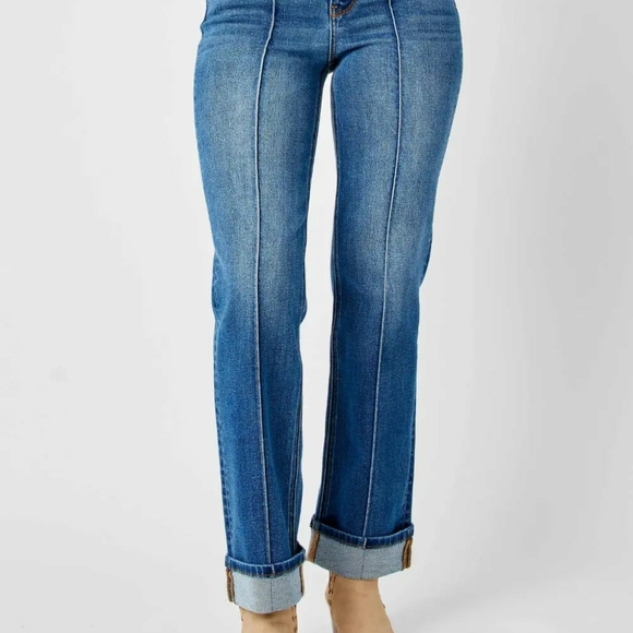 Judy Blue Full Size High Waist Front Seam Detail Straight Jeans - Picture 3 of 3
